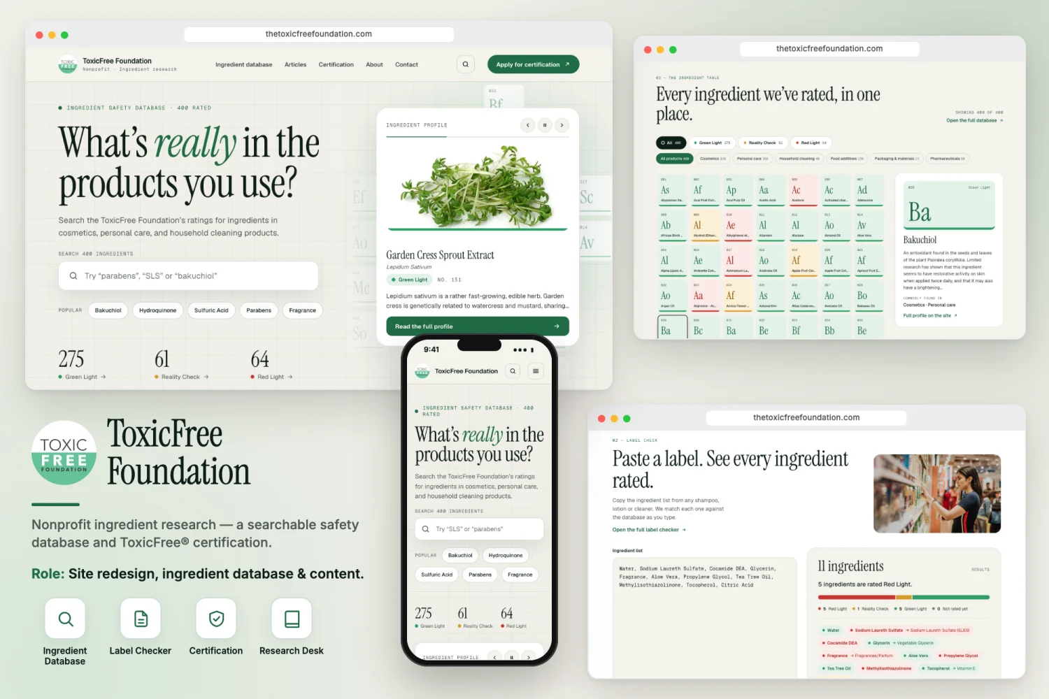 ToxicFree Foundation website on desktop and phone
