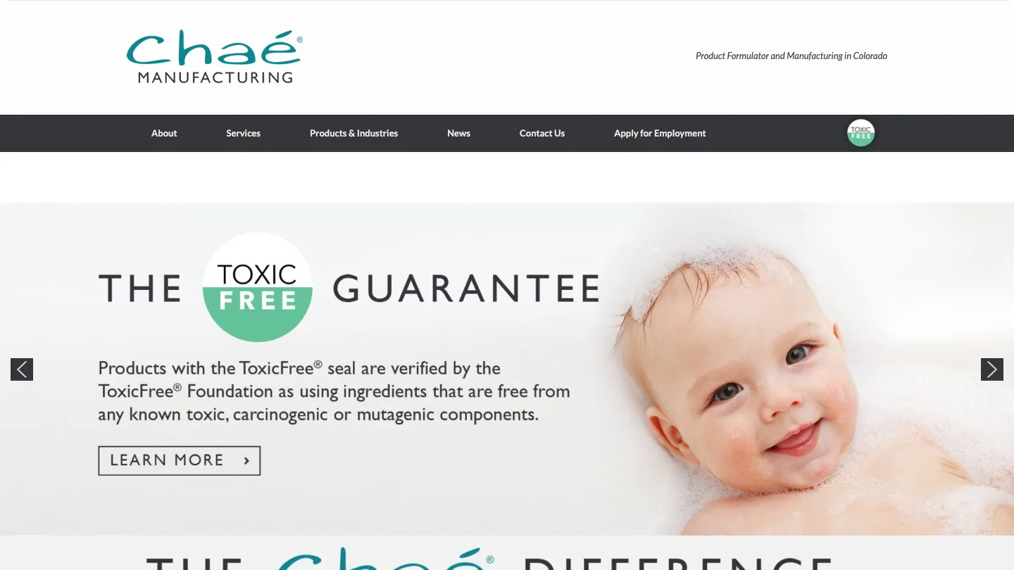 Chaé Manufacturing website in 2025